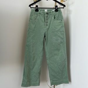 Vintage Gap high rise wide leg cropped green pants